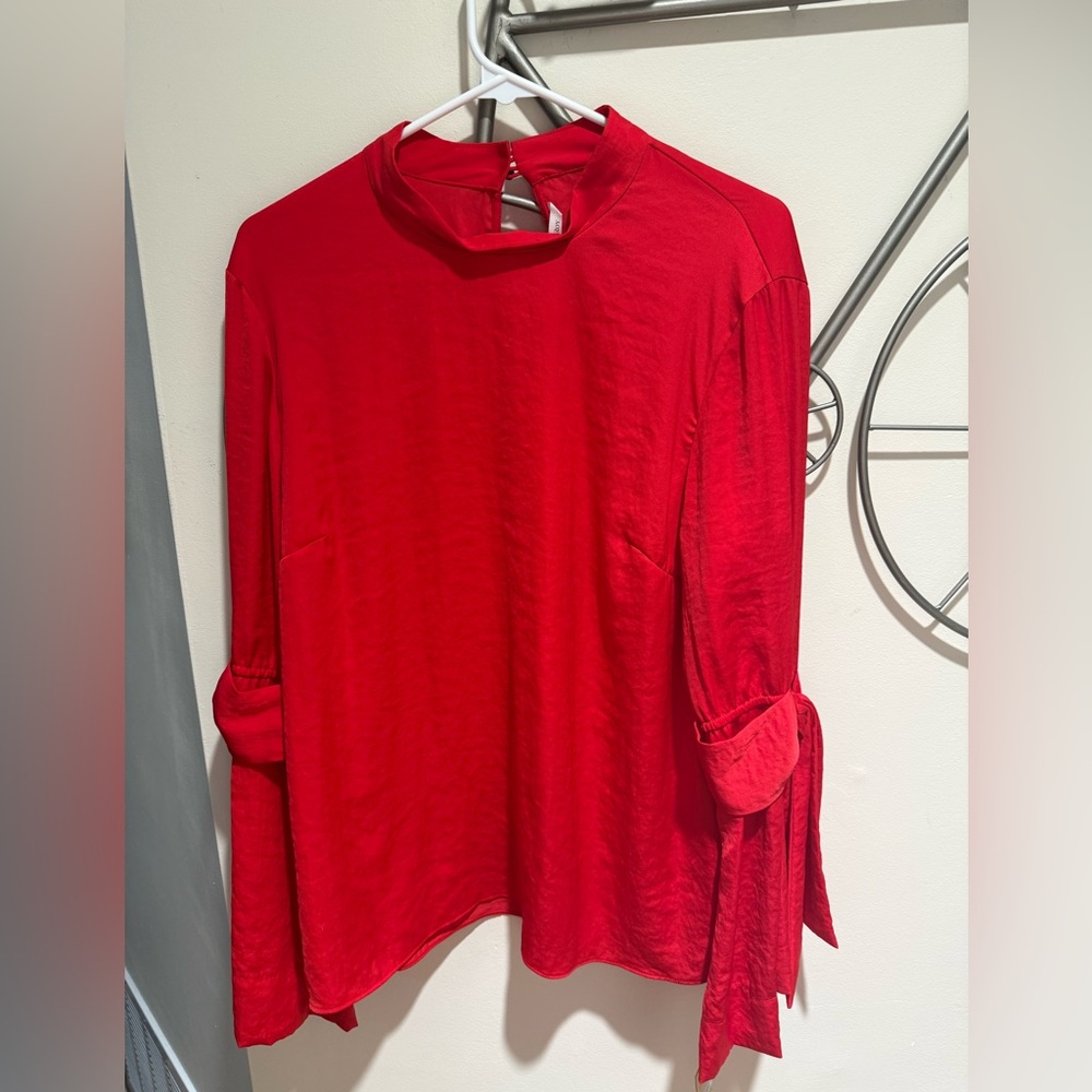 RACHEL Rachel Roy Red Long-Sleeve Tie-Cuff Tunic NWT Size 14